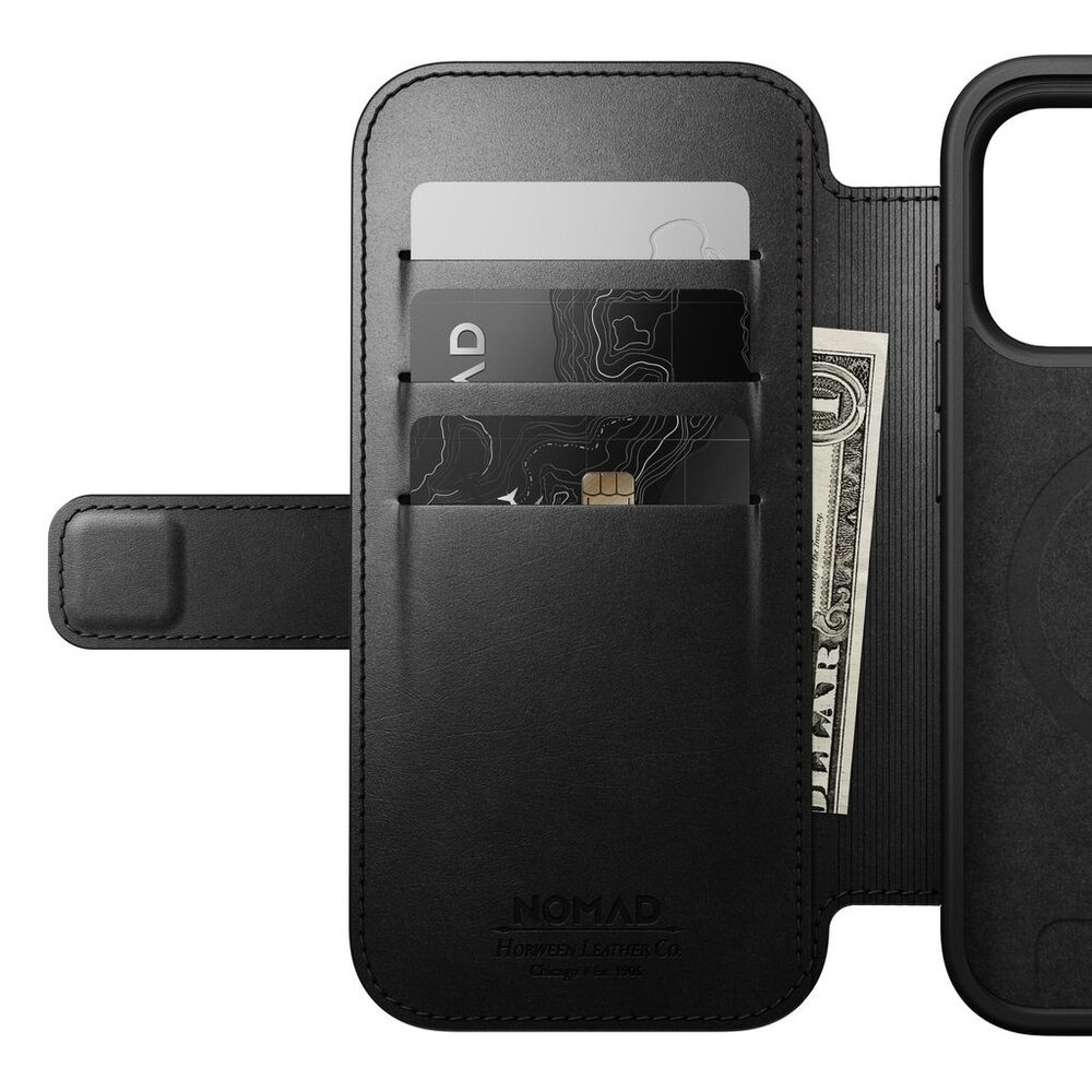 Nomad Nomad iPhone 18 Pro Modern Horween Leather Folio case (zwart)