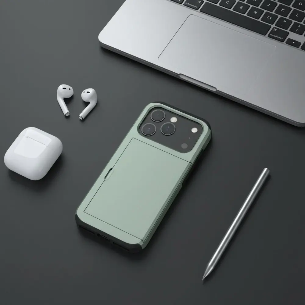 ShieldCase® ShieldCase iPhone 18 Pro Max Kaarthouder case met slider (donkergroen)