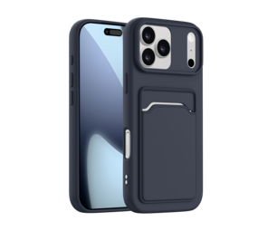 ShieldCase® iPhone 18 Pro Max siliconen hoesje met pasjeshouder (donkerblauw)
