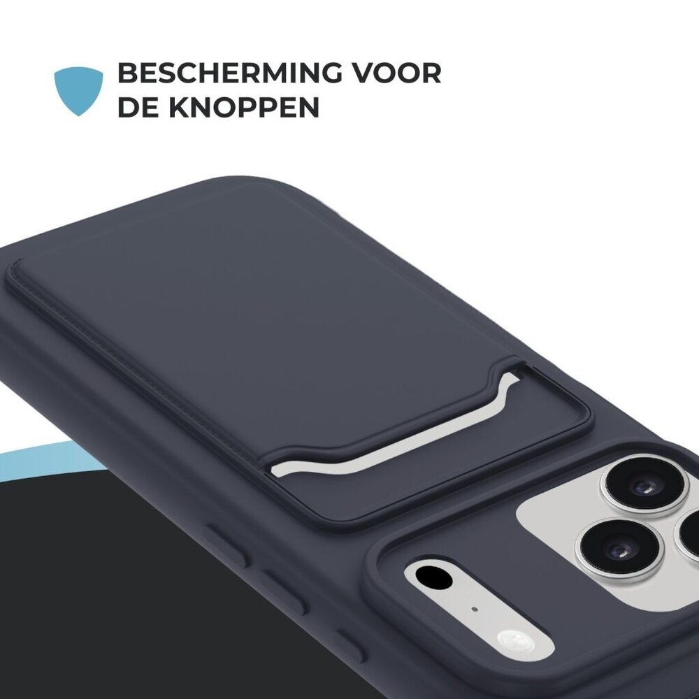 ShieldCase® ShieldCase iPhone 18 Pro Max siliconen hoesje met pasjeshouder (donkerblauw)
