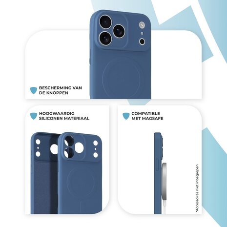 ShieldCase® ShieldCase iPhone 18 Pro Max Siliconen MagSafe back cover (donkerblauw)