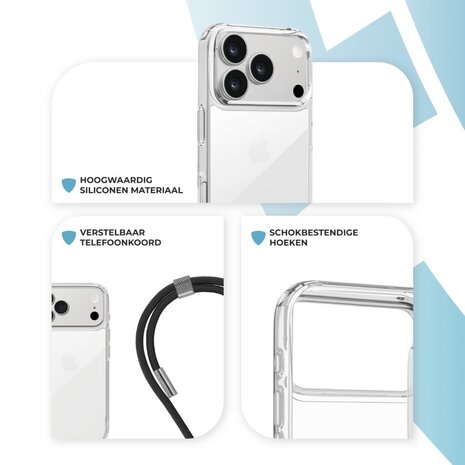 ShieldCase® ShieldCase iPhone 18 Pro Max Shock case met koord (transparant) ShieldCase® ShieldCase iPhone 18 Pro Max Shock case met koord (transparant)