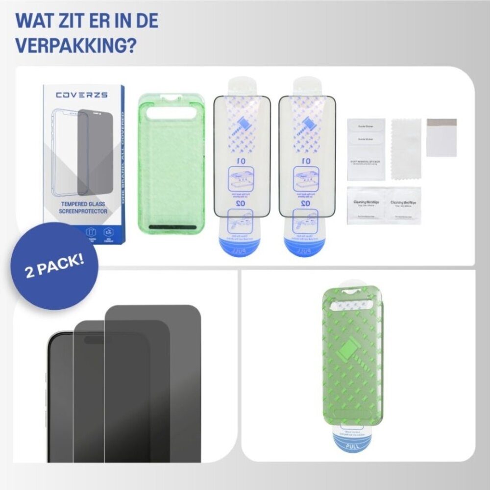 Coverzs Coverzs iPhone 18 Pro Tempered Glass Privacy screenprotector met frame (2-Pack)