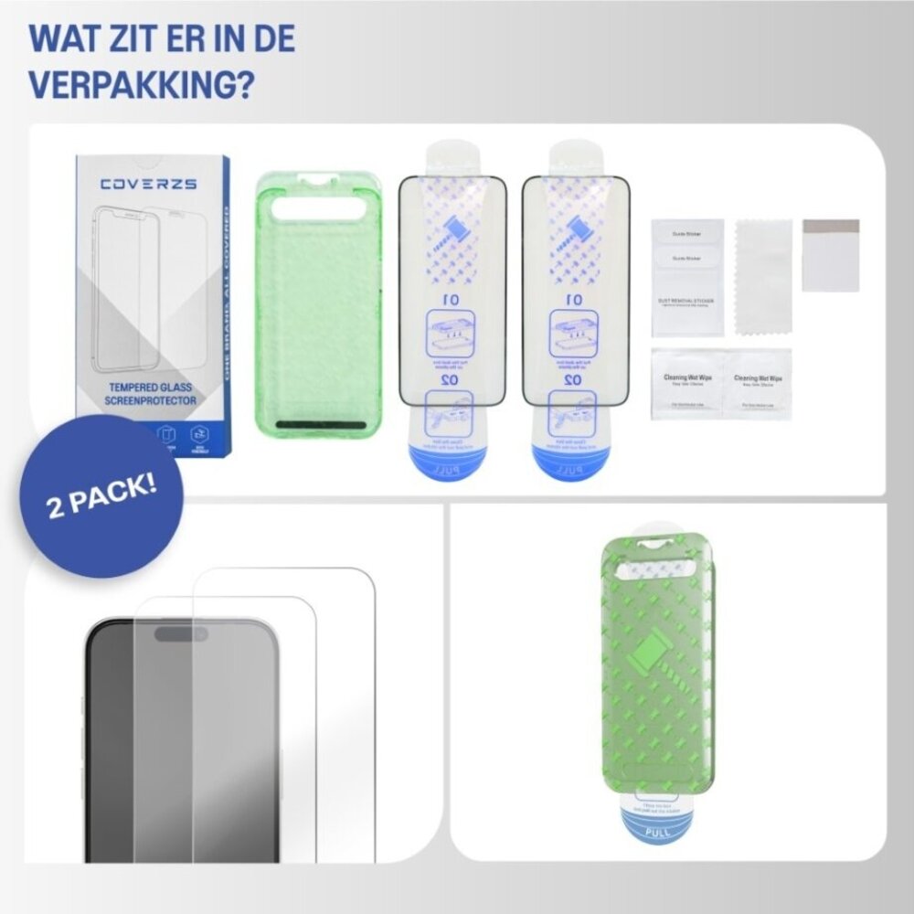 Coverzs Coverzs iPhone 18 Pro Flexibel PMMA Glass screenprotector met frame (2-Pack)