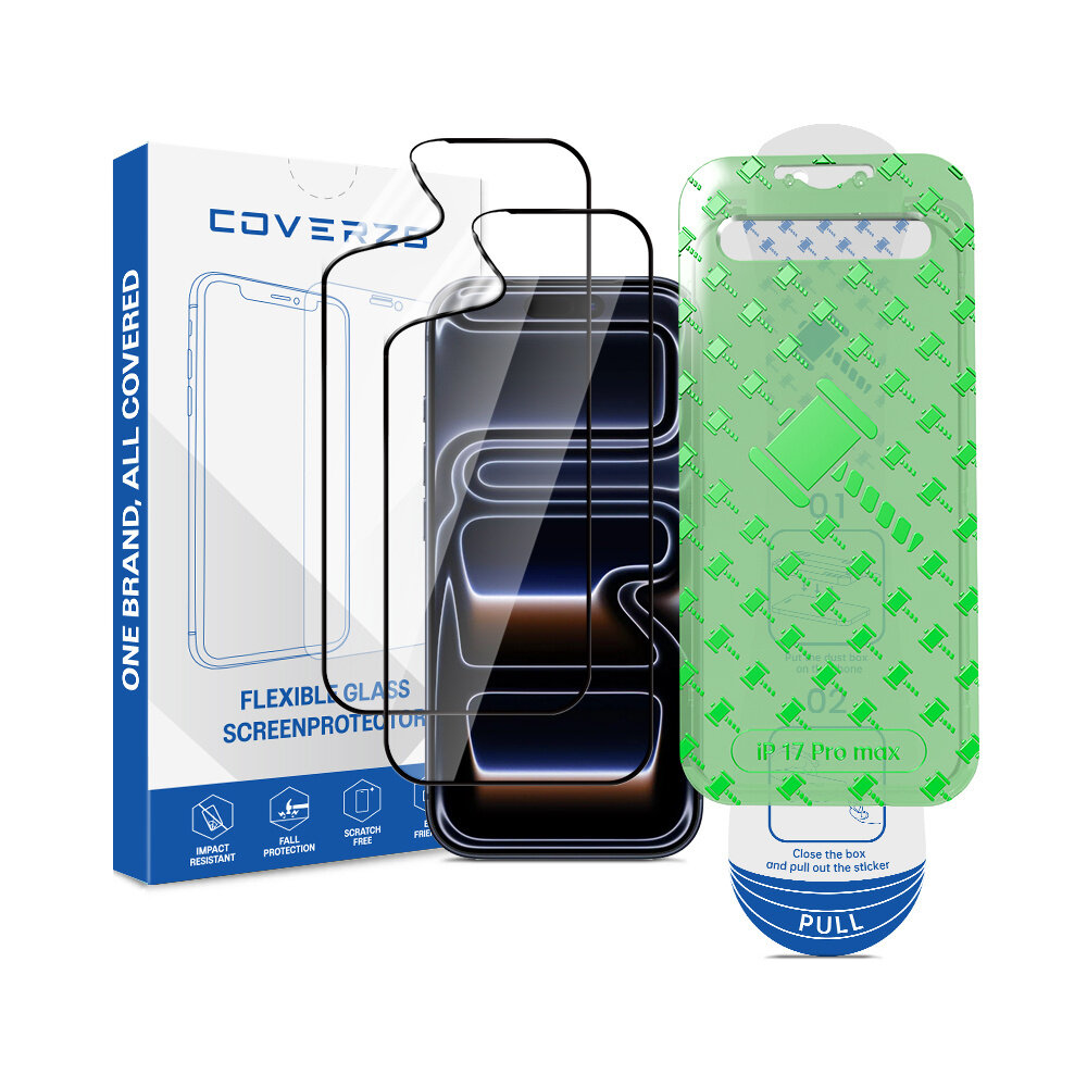 Coverzs Coverzs iPhone 18 Pro Max Flexibel PMMA Glass screenprotector met frame (2-Pack) Coverzs Coverzs iPhone 18 Pro Max Flexibel PMMA Glass screenprotector met frame (2-Pack)