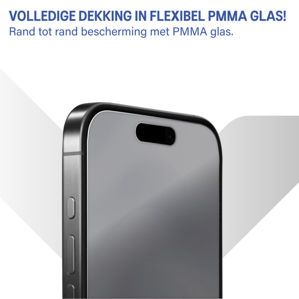 Coverzs Coverzs iPhone 18 Pro Flexibel PMMA Glass Privacy screenprotector met frame (2-Pack)