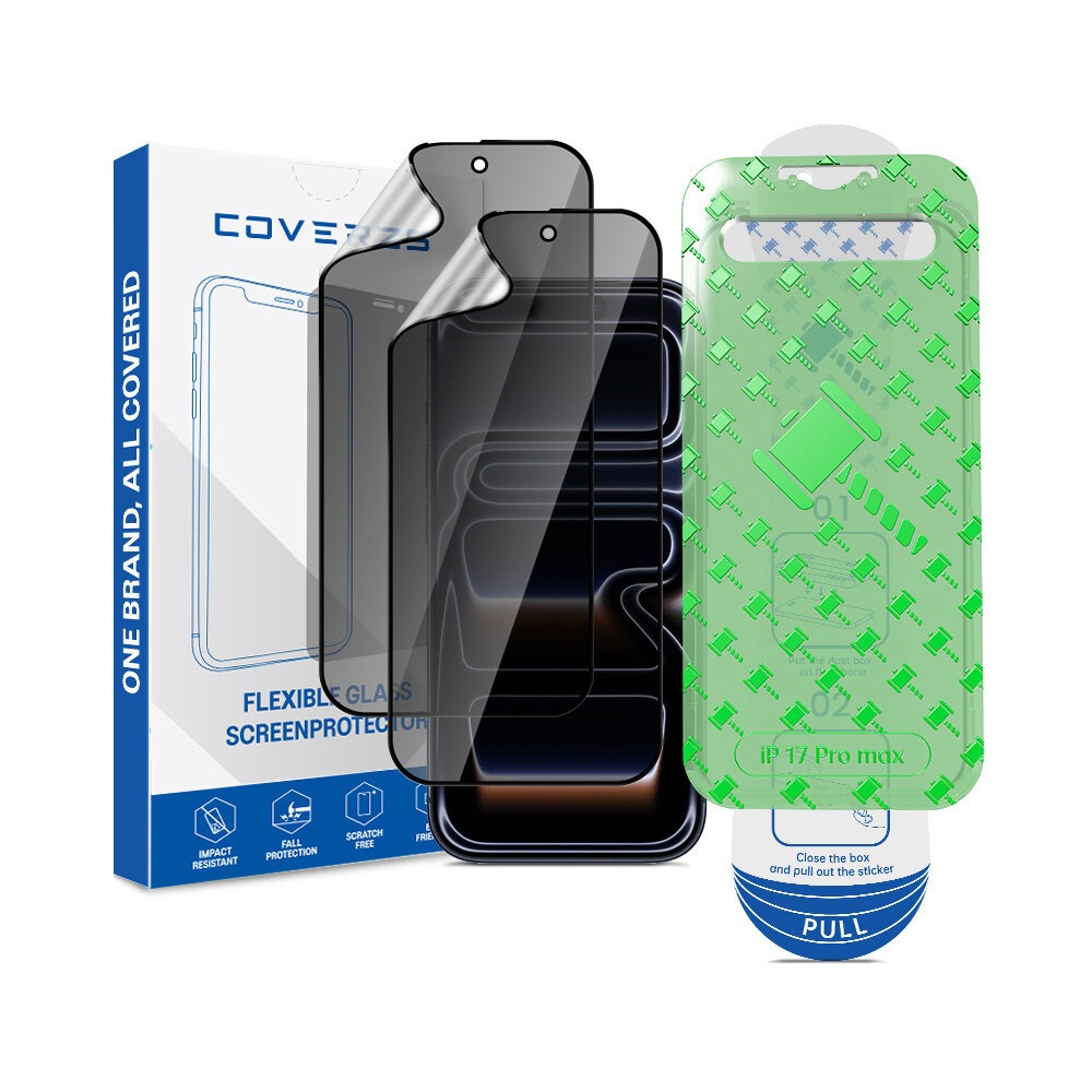 Coverzs Coverzs iPhone 18 Pro Max Flexibel PMMA Glass Privacy screenprotector met frame (2-Pack) Coverzs Coverzs iPhone 18 Pro Max Flexibel PMMA Glass Privacy screenprotector met frame (2-Pack)