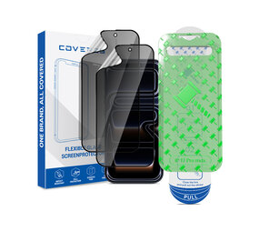 Coverzs iPhone 18 Pro Max Flexibel PMMA Glass Privacy screenprotector met frame (2-Pack) Coverzs iPhone 18 Pro Max Flexibel PMMA Glass Privacy screenprotector met frame (2-Pack)
