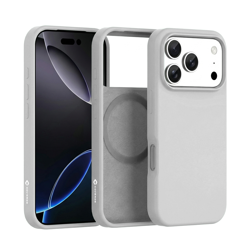 Coverzs Coverzs iPhone 18 Pro liquid siliconen MagSafe hoesje (grijs)