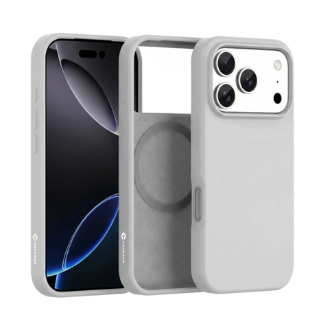 Coverzs Coverzs iPhone 18 Pro liquid siliconen MagSafe hoesje (grijs)