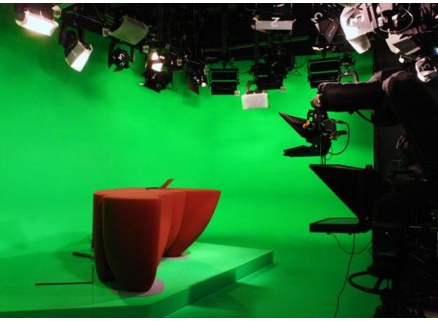 Wanden en vloer van rondwand voorzien van Chromakey Green p./ m²