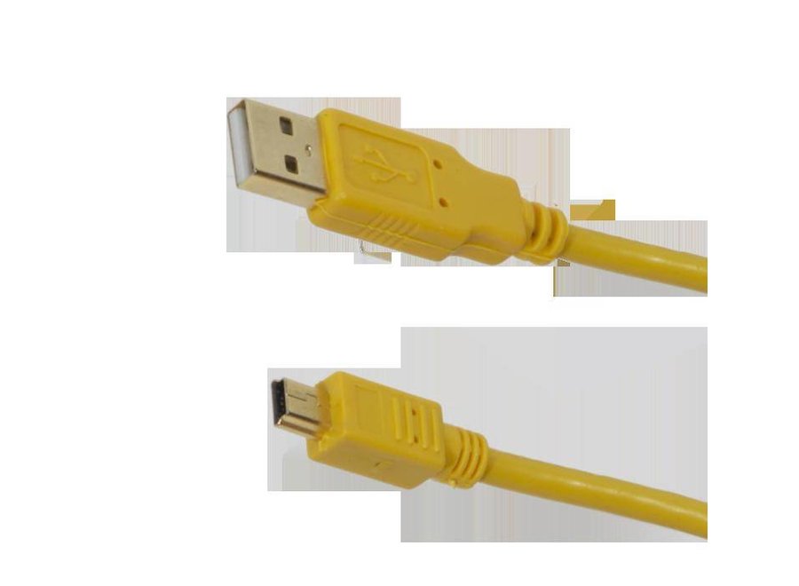 Cameleon Tethering kabel USB 2.0 A Male to Mini-B 5m Geel
