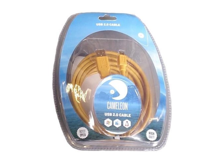 Cameleon Tethering Cable USB 2.0 A Male to Mini-B 5m Yellow