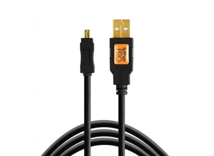 TetherTools TetherPro USB 2.0 A to Mini-B 8-pin Cable (15ft-4.6m) Black