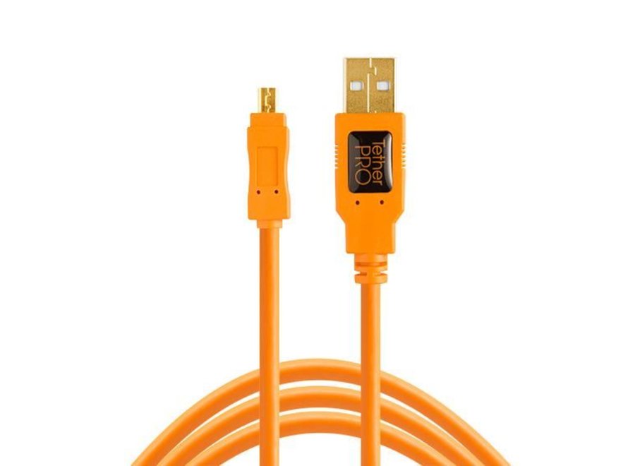 TetherTools TetherPro USB 2.0 A to Mini-B 8-pin Cable (15ft-4.6m) Orange