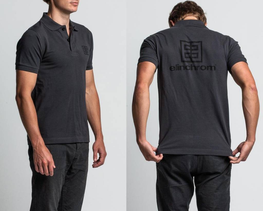 dark grey polo shirt