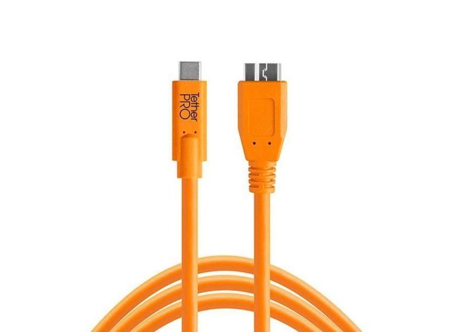 TetherPro USB-C to 3.0Micro-B 15' (4.6m) High-Visibility Orange