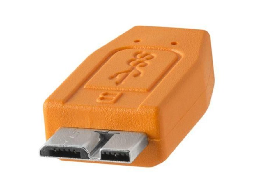 TetherPro USB-C to 3.0 Micro-B Right Angle 4.6m Orange