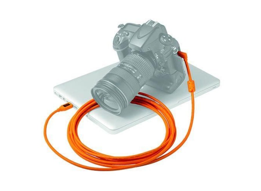 TetherPro USB 3.0 to Micro-B Right Angle 15'(4.6m) High-Visibility Orange