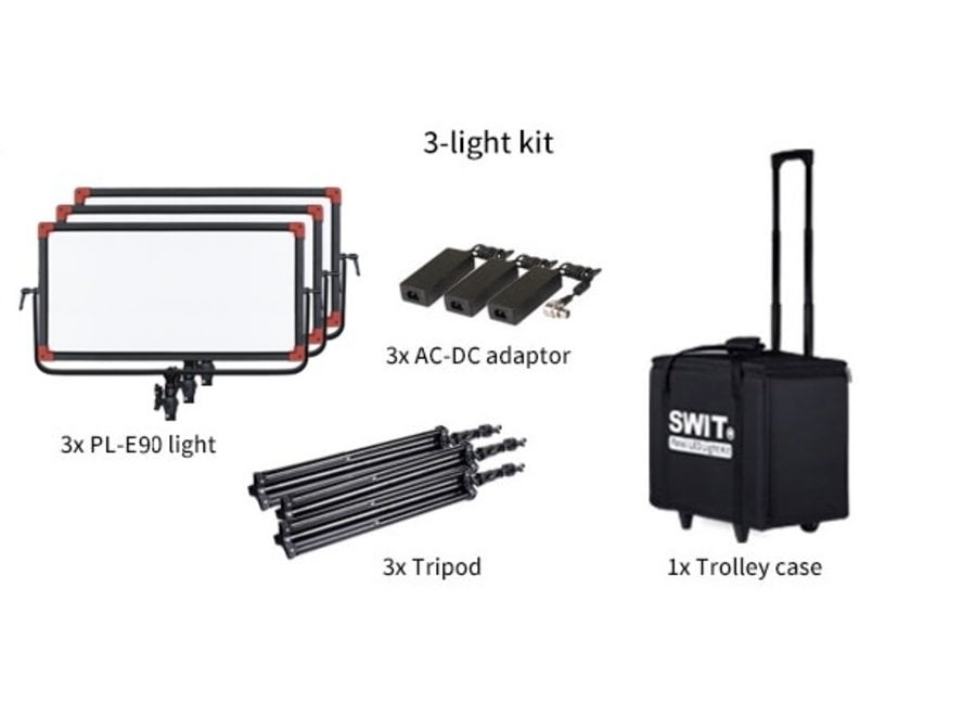 Swit PL-E90 LED Panel Light 3 KIT w/o DMX