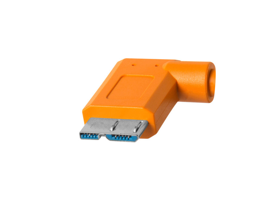 TetherPro USB-C to 3.0 Micro-B Right Angle 4.6m Orange