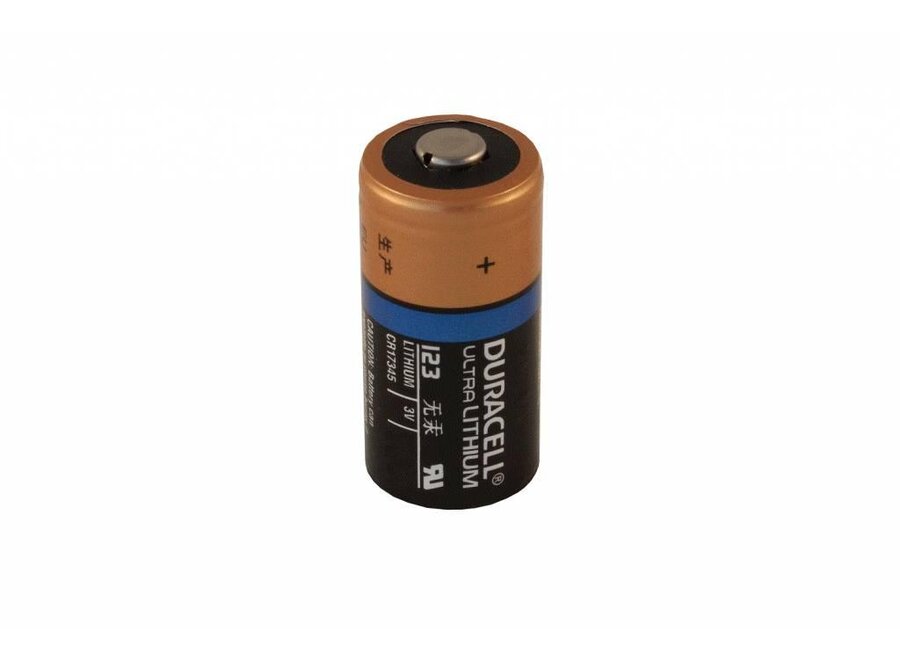 Duracell ultra power CR123A 3V lithium foto batterij.