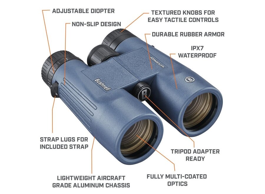 Bushnell H2O10x42 dark blue roof binoculars