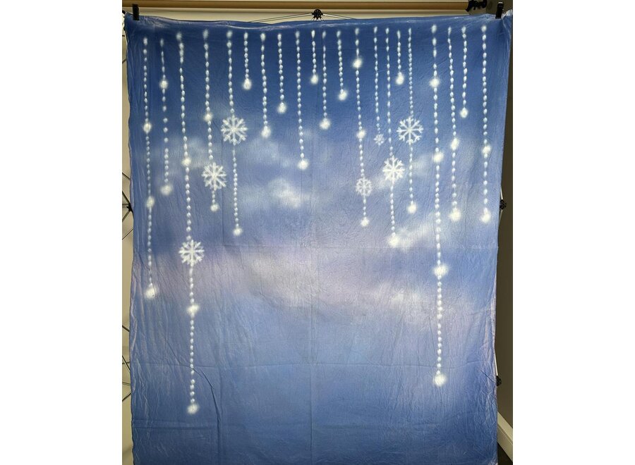 Hand geschilderd Achtergronddoek 1.5m x 1.80m Blauw met witte ijssterren