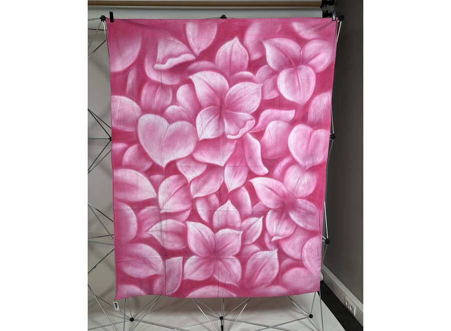 ADCH643 Handgeschilderd Achtergronddoek Roze | Bloemen 1.5x1.8m