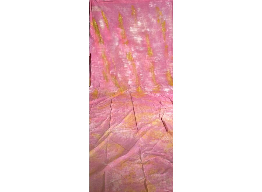 Sunset Bloom Handgeschilderd Achtergronddoek 3x6m Roze/Oranje