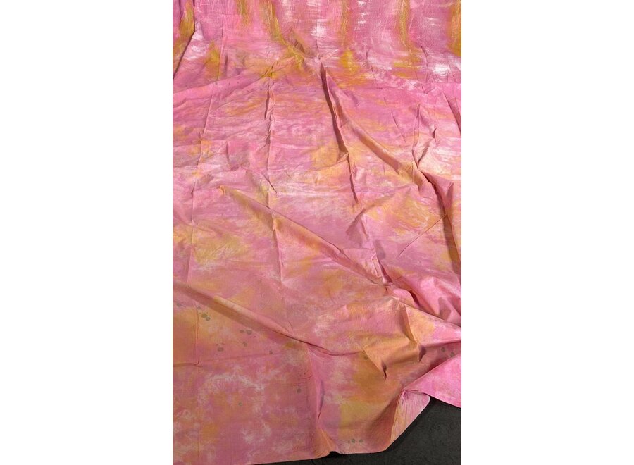 Sunset Bloom Handgeschilderd Achtergronddoek 3x6m Roze/Oranje