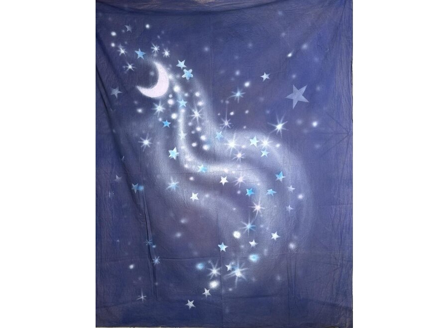 Handgeschilderd Achtergronddoek 1.5m x 1.80m Blue| Maan & sterren