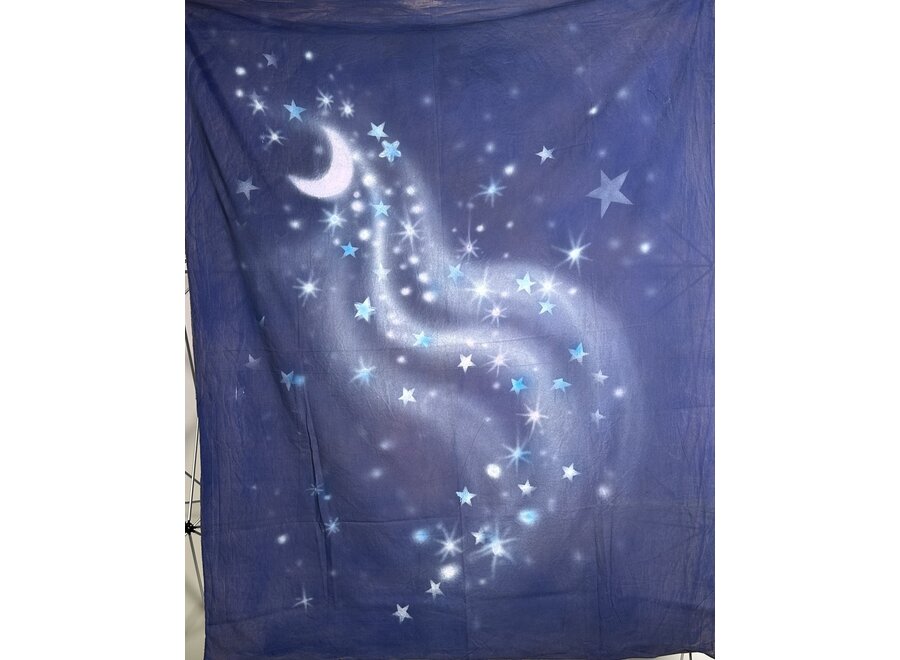 Hand-Painted Backdrop Moon & Stars Blue 1.5x1.8 m