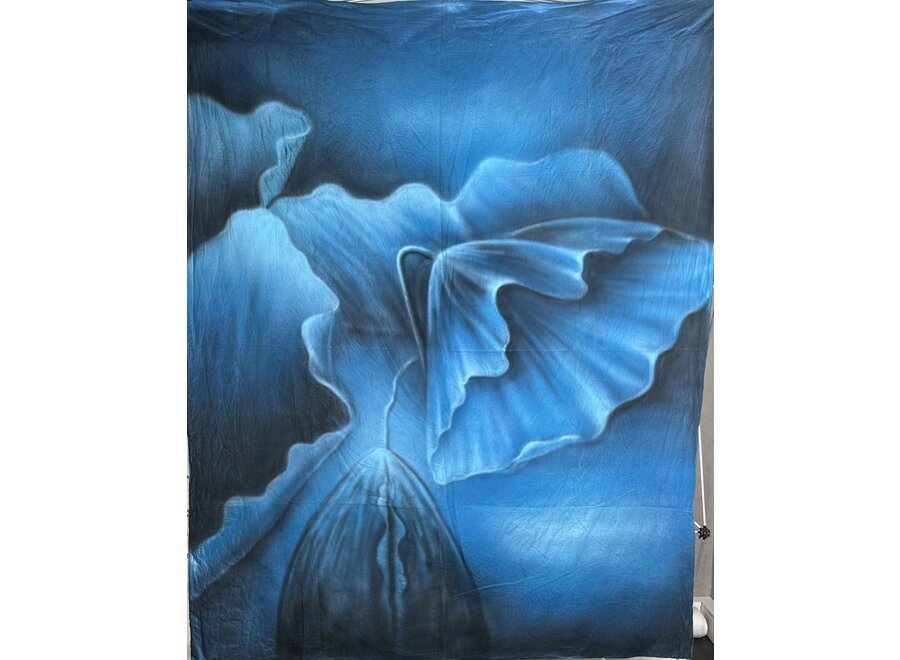Handgeschilderd Achtergronddoek 1.5m x 1.80m Blue Blossom dream
