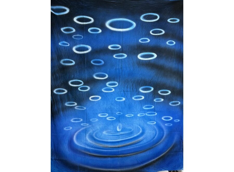 Handgeschilderd Achtergronddoek Blue Ripple Flow 150x180