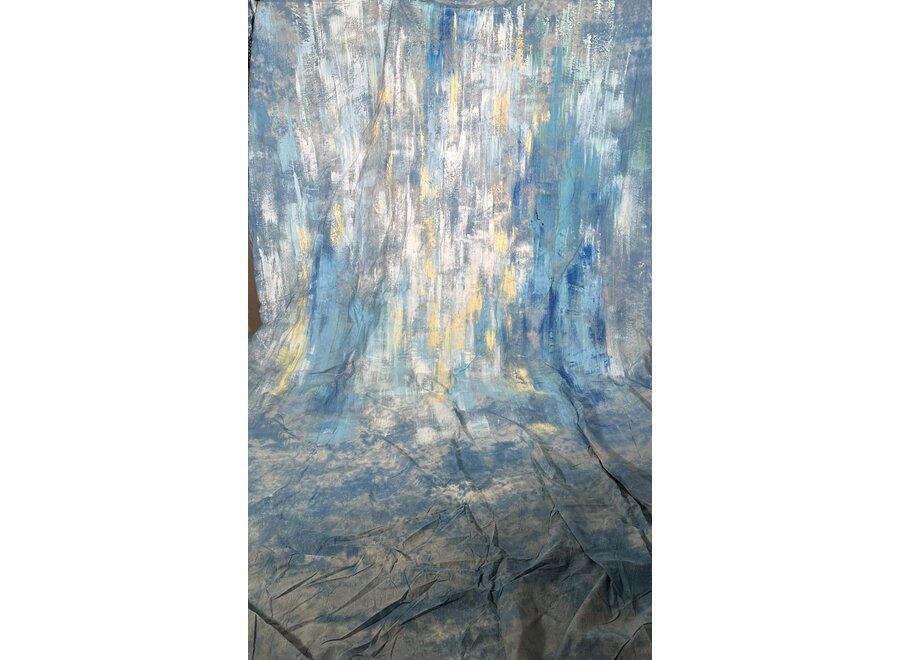 Handgeschilderd Achtergronddoek 3x6 m Blue | Aurora Brush