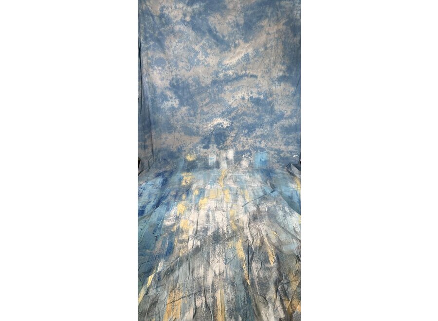 Handgeschilderd Achtergronddoek 3x6 m Blue | Aurora Brush