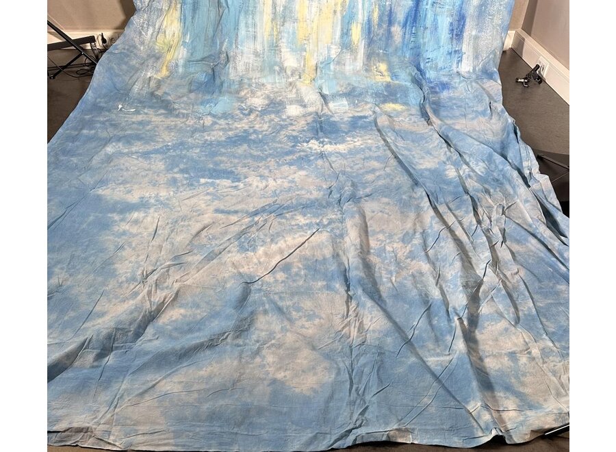 Handgeschilderd Achtergronddoek 3x6 m Blue | Aurora Brush