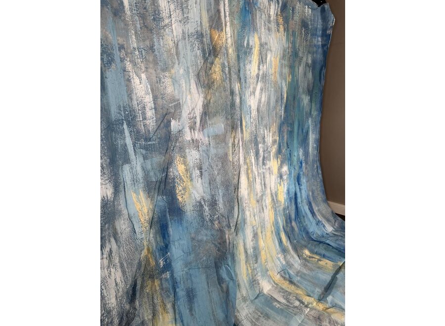 Handgeschilderd Achtergronddoek 3x6 m Blue | Aurora Brush