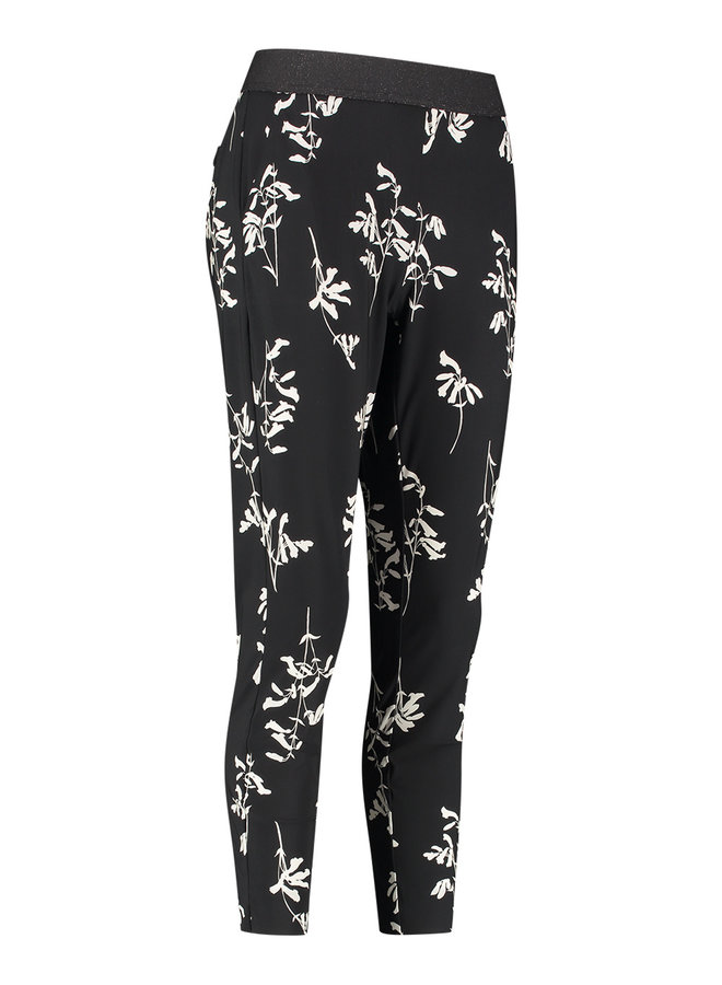 Floria flower trousers - black/ecru