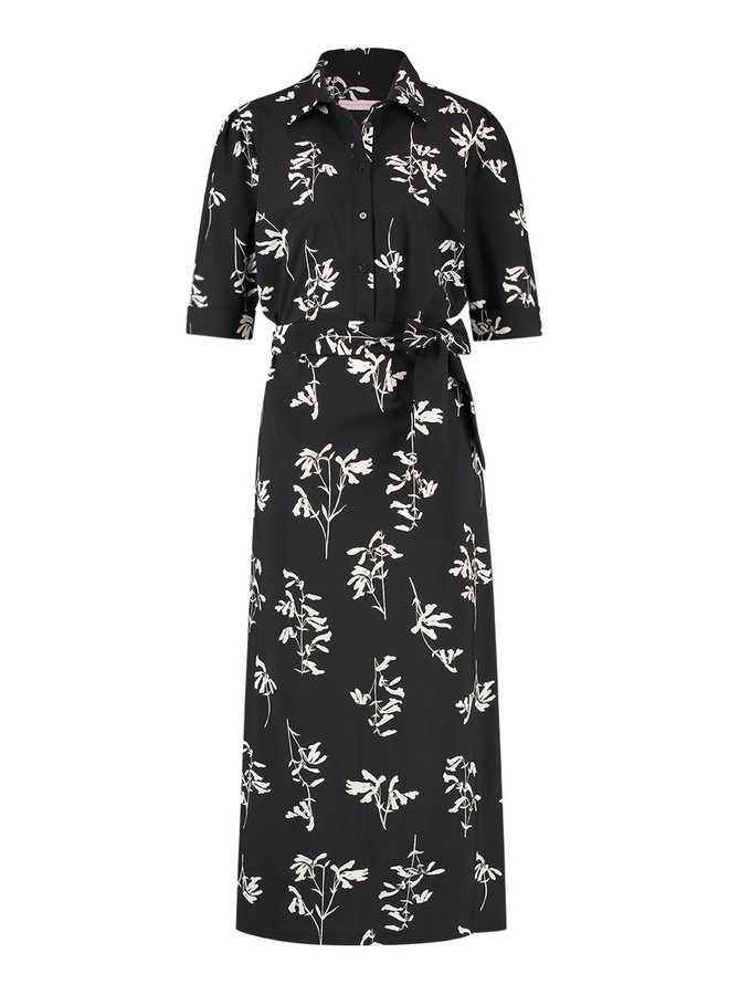 Delfina flower dress - black/ecru