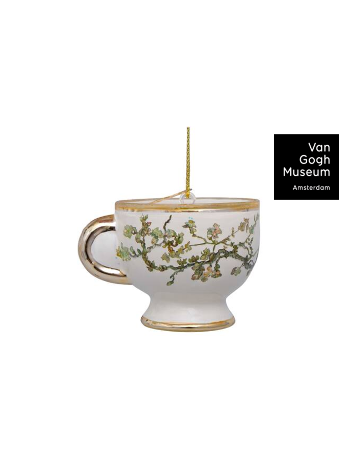 Kersthanger Van Gogh blossom gold teacup H6cm