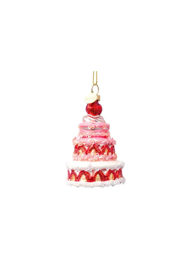 Kersthanger strawberry cake H9cm