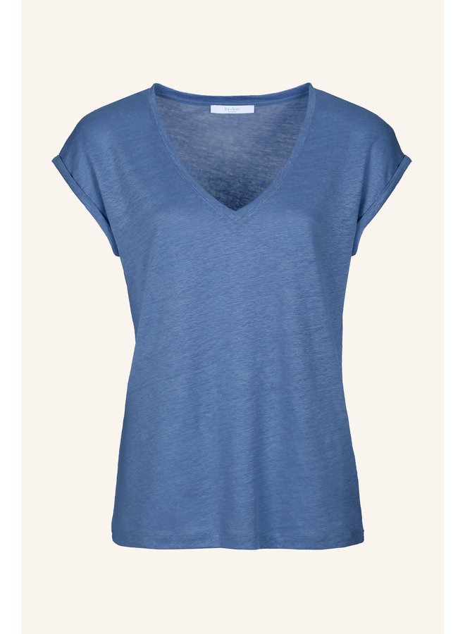 Mila linen top - indigo blue