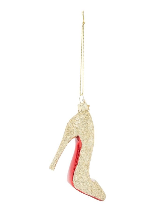 Kersthanger - Gold glitter high heel shoe