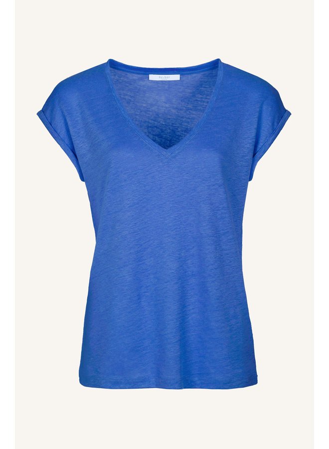 Mila Organic Linen Top - Kingsblue