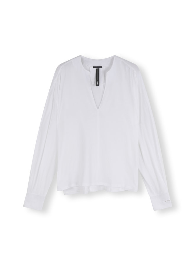 20-777-3202 V-Neck Blouse Jersey - White