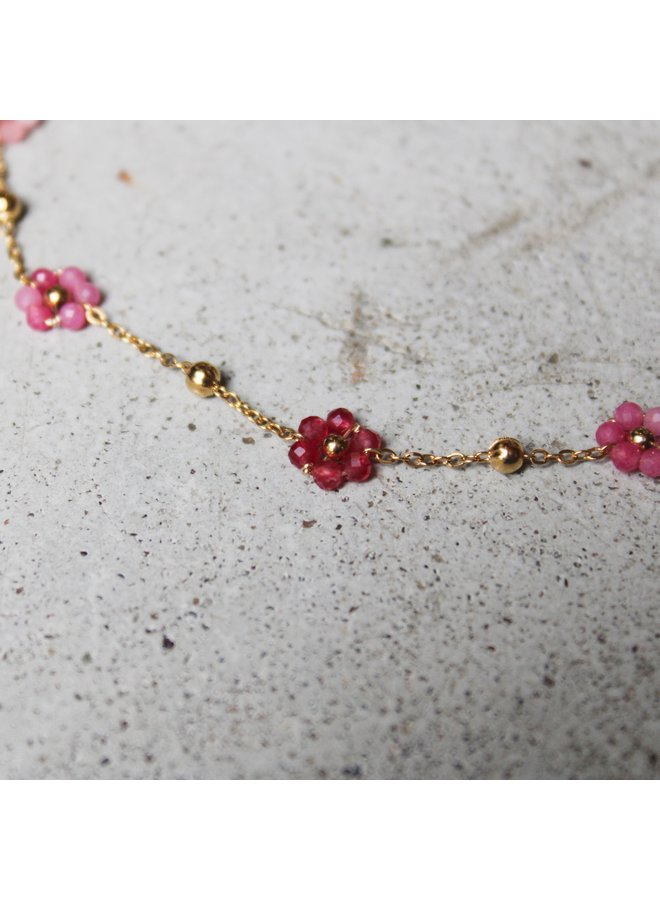 Ketting - Roze bloemetjes