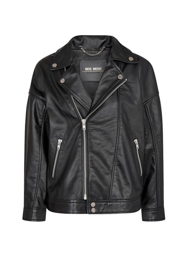 Sancha Oversized Leather Jacket - Black