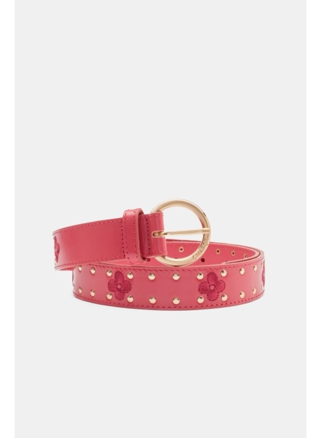 Flower studded belt - Dirty pink